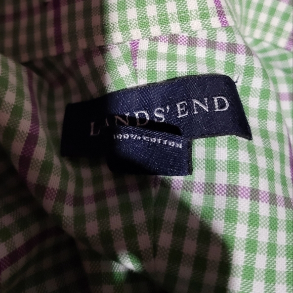 Land's End Plaid Collared Button Up Dress Shirt - Picture 6 of 6